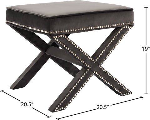 Paxton Grey Velvet Ottoman/Bench Grey