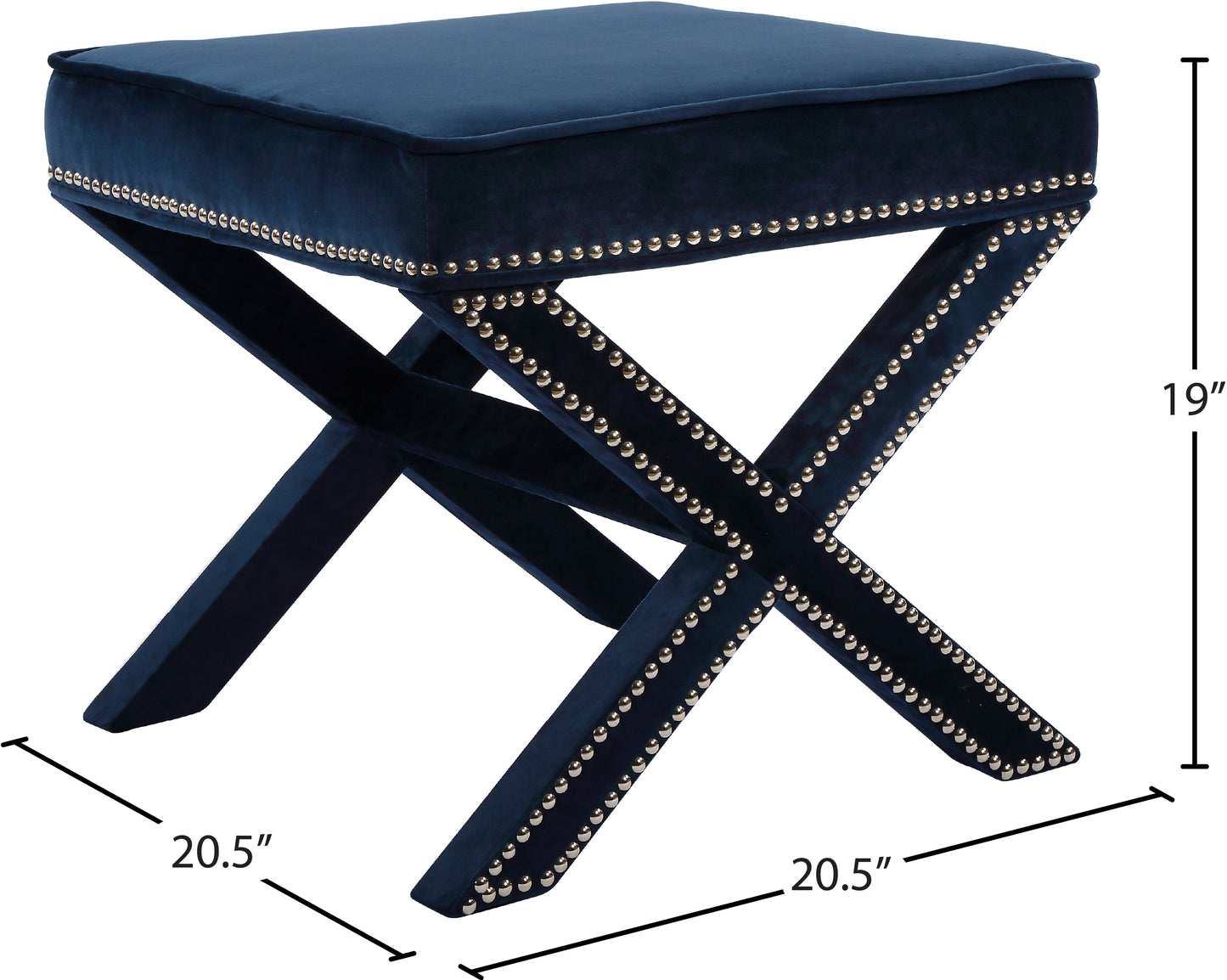 paxton navy velvet ottoman/bench navy