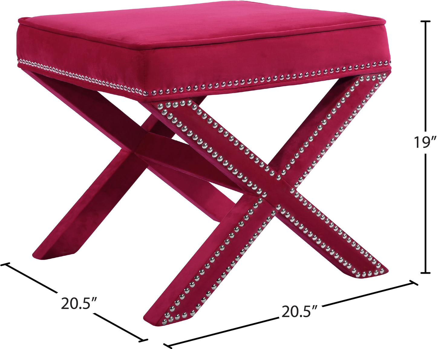 paxton pink velvet ottoman/bench pink