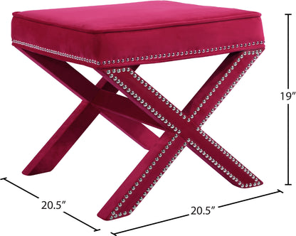 Paxton Pink Velvet Ottoman/Bench Pink