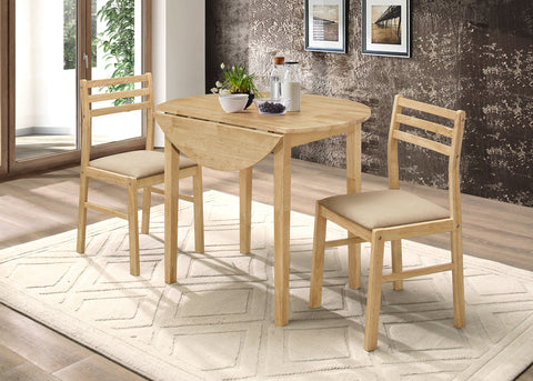 Gemma 3-piece Round Drop Leaf Dining Table Set NaturalNatural