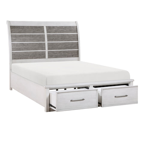 Nutmeg (3) Queen Platform Bed with Footboard Storage