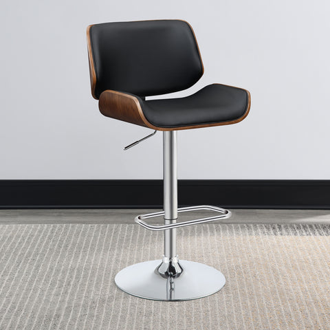 Renaldi Upholstered Adjustable Bar Stool Black and ChromeBlack