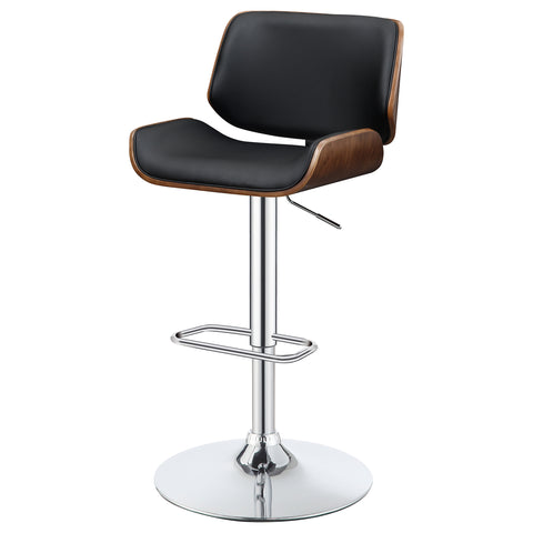 Renaldi Upholstered Adjustable Bar Stool Black and ChromeBlack