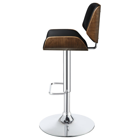 Renaldi Upholstered Adjustable Bar Stool Black and ChromeBlack