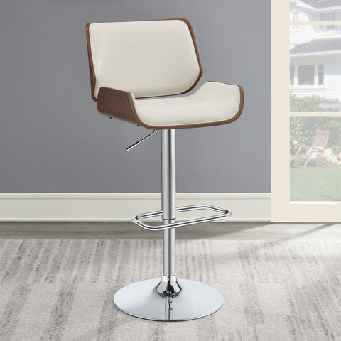 Renaldi Upholstered Adjustable Bar Stool Ecru and ChromeEcru