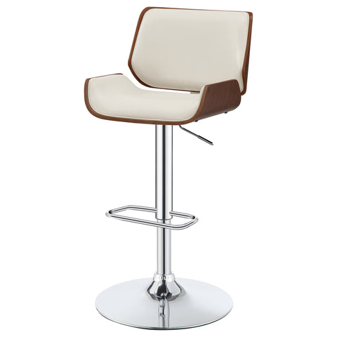 Renaldi Upholstered Adjustable Bar Stool Ecru and ChromeEcru