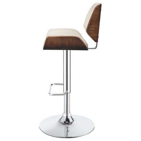 Renaldi Upholstered Adjustable Bar Stool Ecru and ChromeEcru