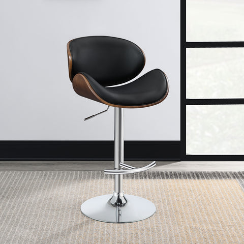 Quincy Adjustable Bar Stool Black and ChromeBlack