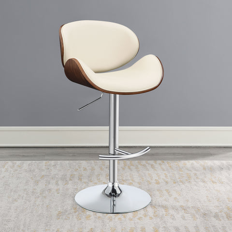 Quincy Adjustable Bar Stool Ecru and ChromeEcru