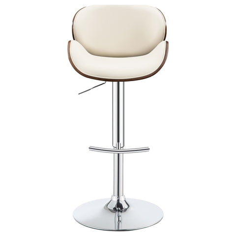 Quincy Adjustable Bar Stool Ecru and ChromeEcru