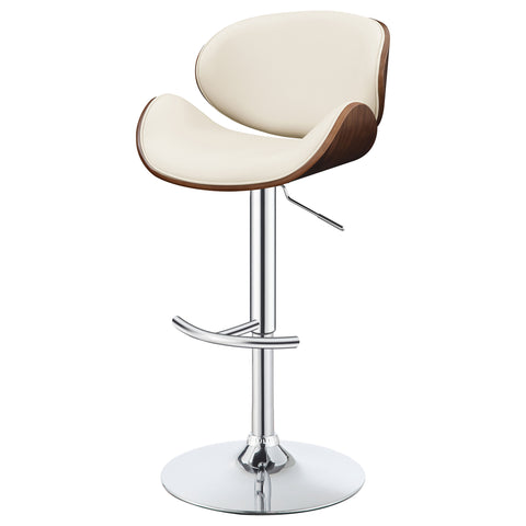 Quincy Adjustable Bar Stool Ecru and ChromeEcru
