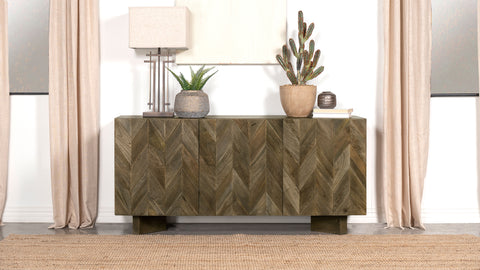 Lydia 3-door Solid Wood Sideboard Buffet Cabinet Mango BrownMango Brown