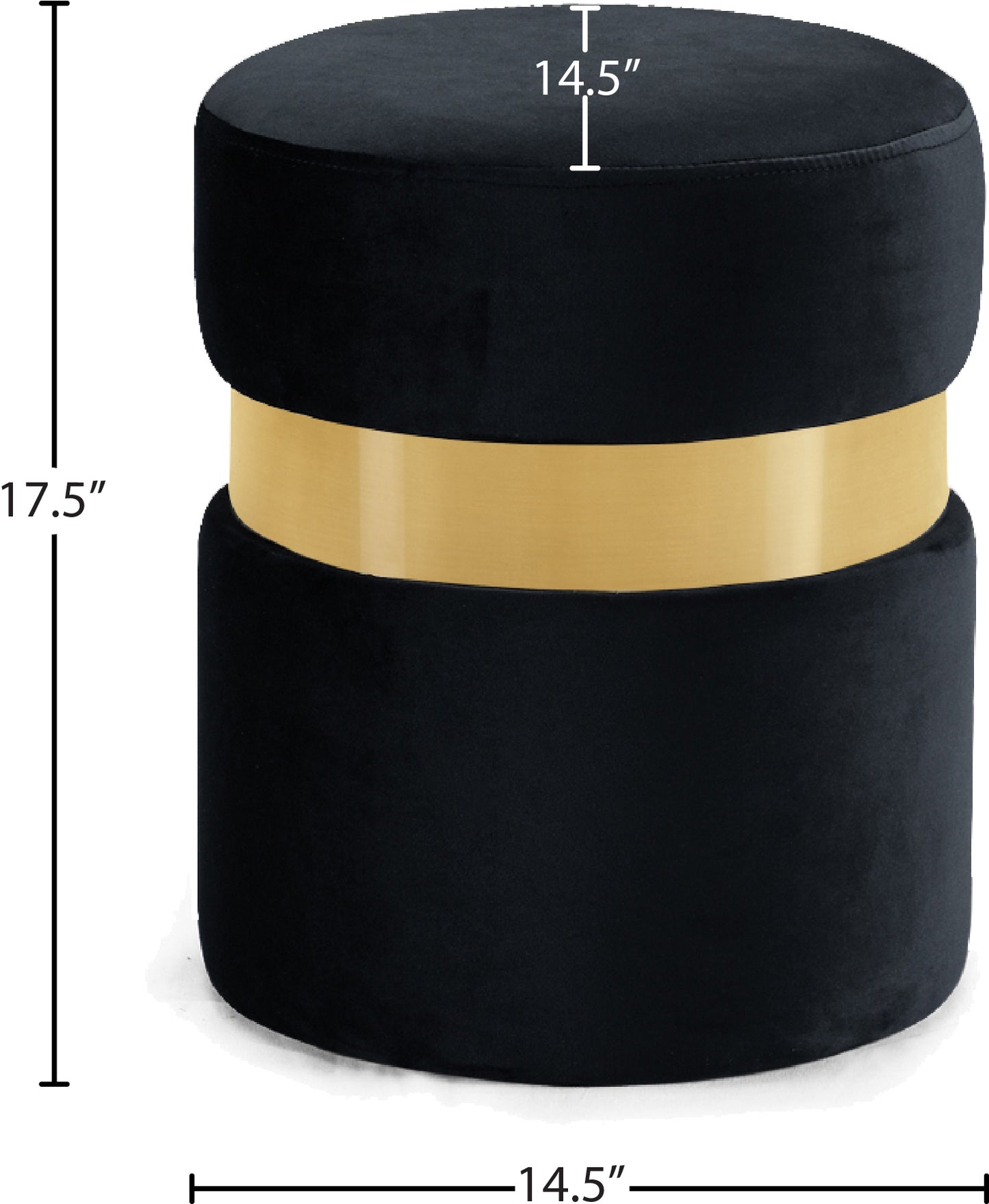 dorian black velvet ottoman/stool