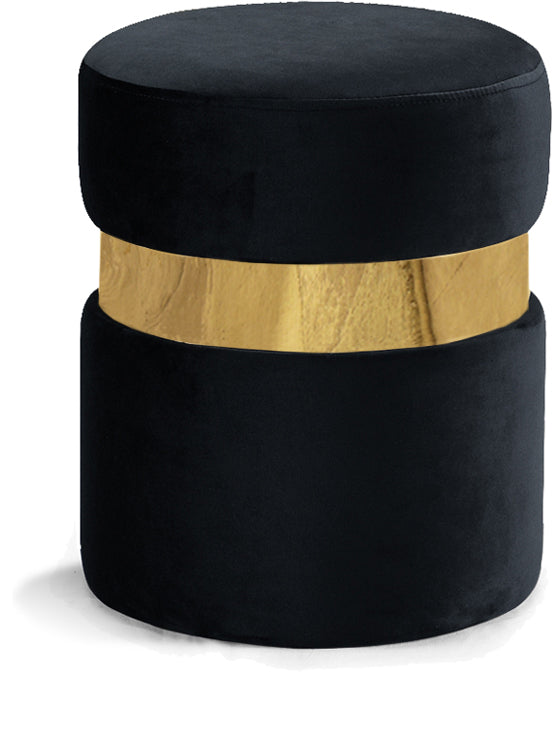 dorian black velvet ottoman/stool