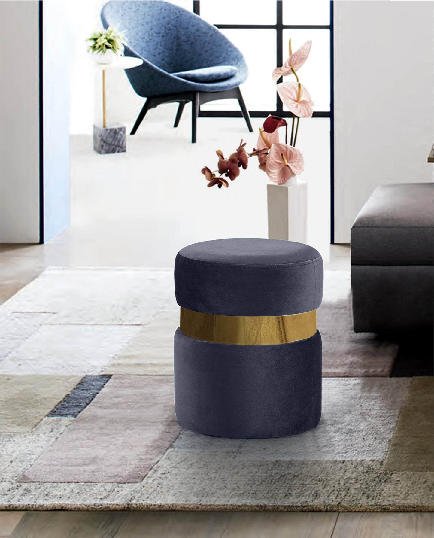 dorian grey velvet ottoman/stool