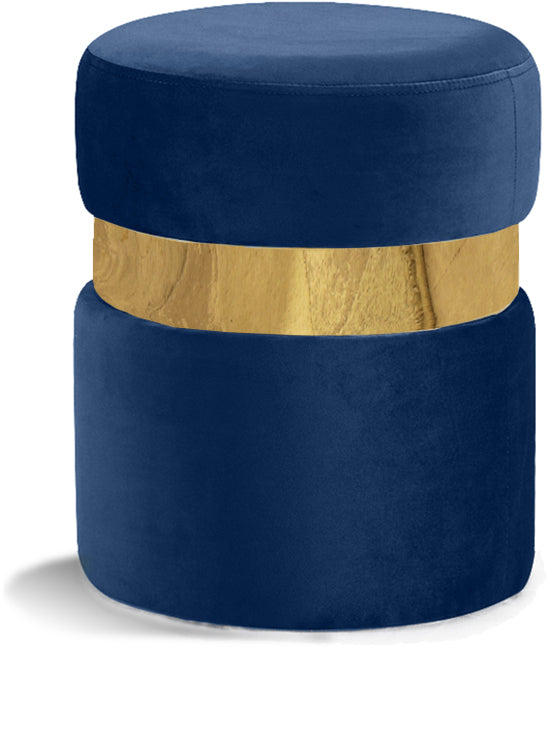 dorian navy velvet ottoman/stool