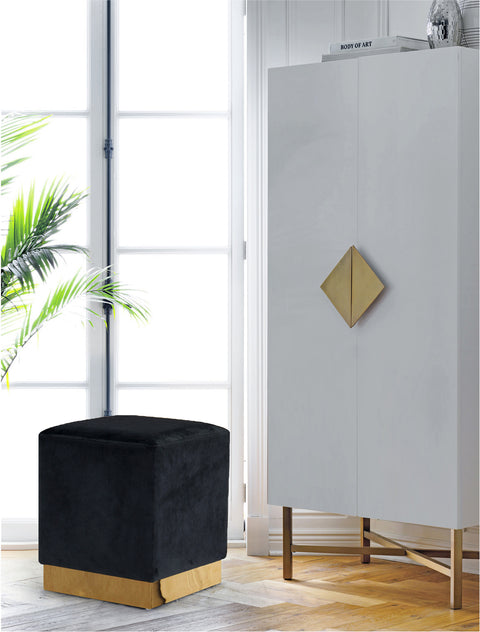 Dexter Black Velvet Ottoman/Stool