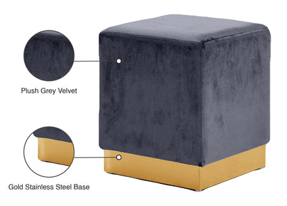 Dexter Grey Velvet Ottoman/Stool