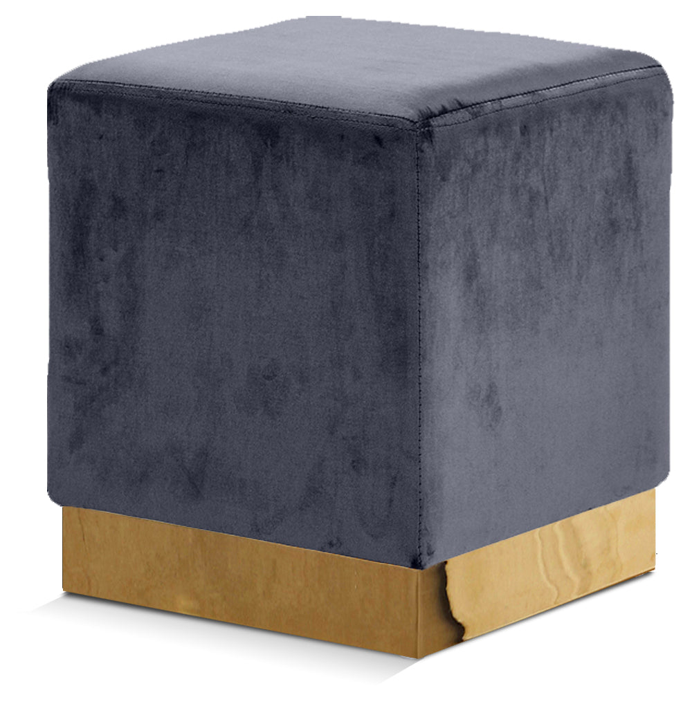 dexter grey velvet ottoman/stool