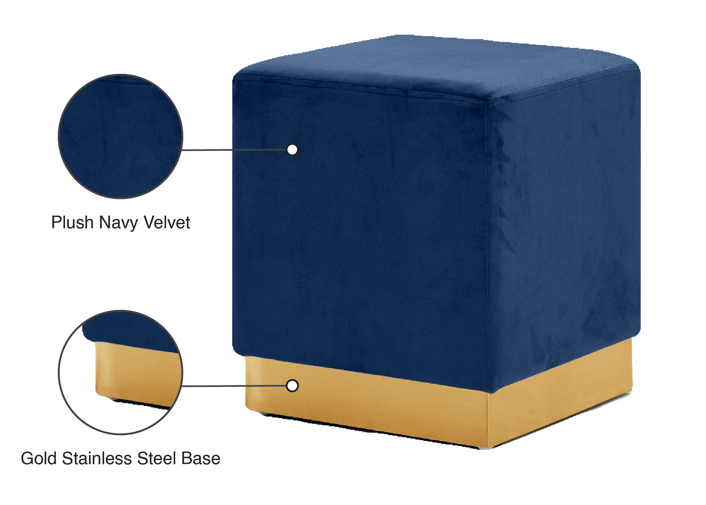 dexter navy velvet ottoman/stool