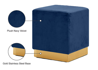 Dexter Navy Velvet Ottoman/Stool