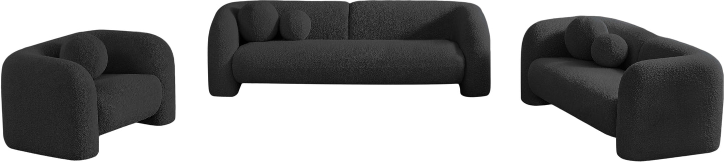 milo black boucle fabric loveseat l