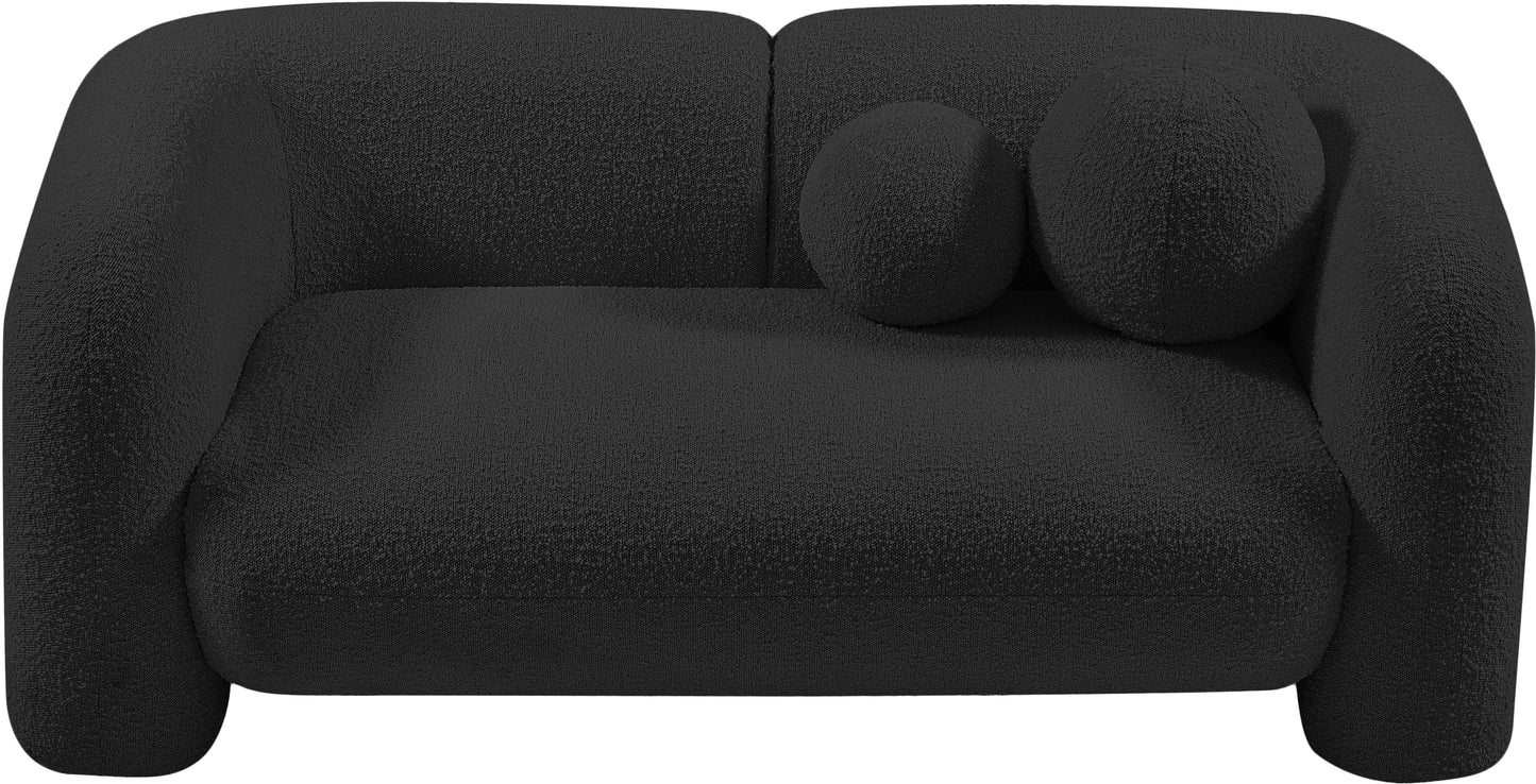 milo black boucle fabric loveseat l