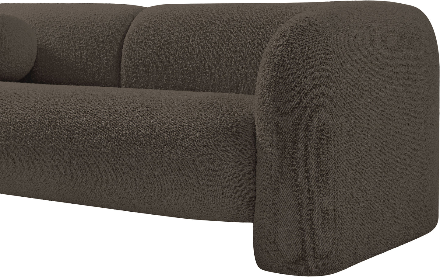 milo brown boucle fabric loveseat l