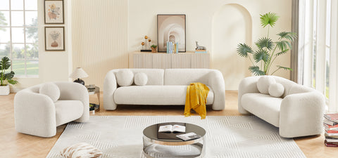 Milo Cream Boucle Fabric Chair C
