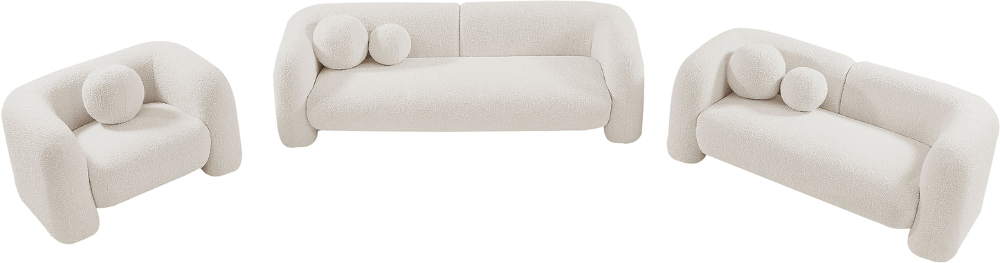 milo cream boucle fabric loveseat l