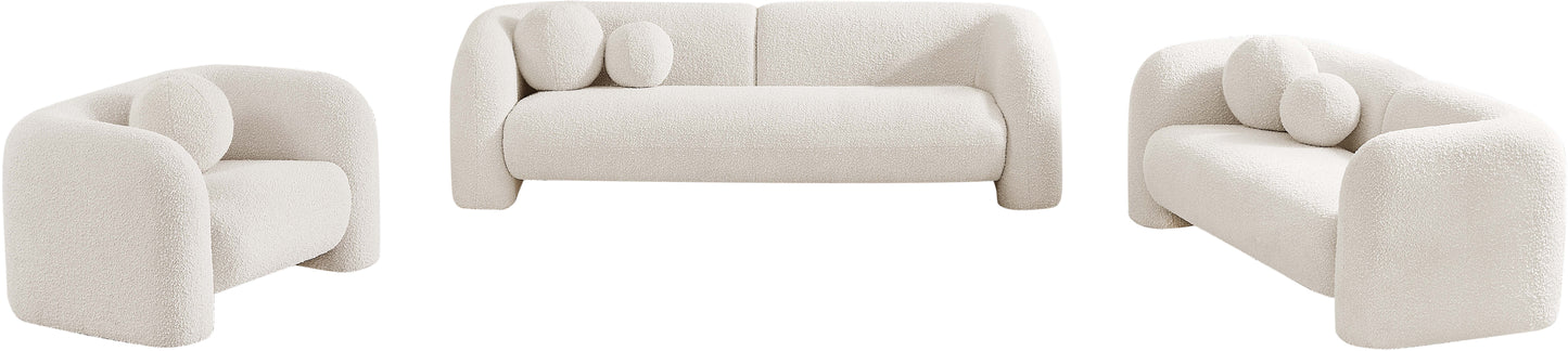 milo cream boucle fabric loveseat l