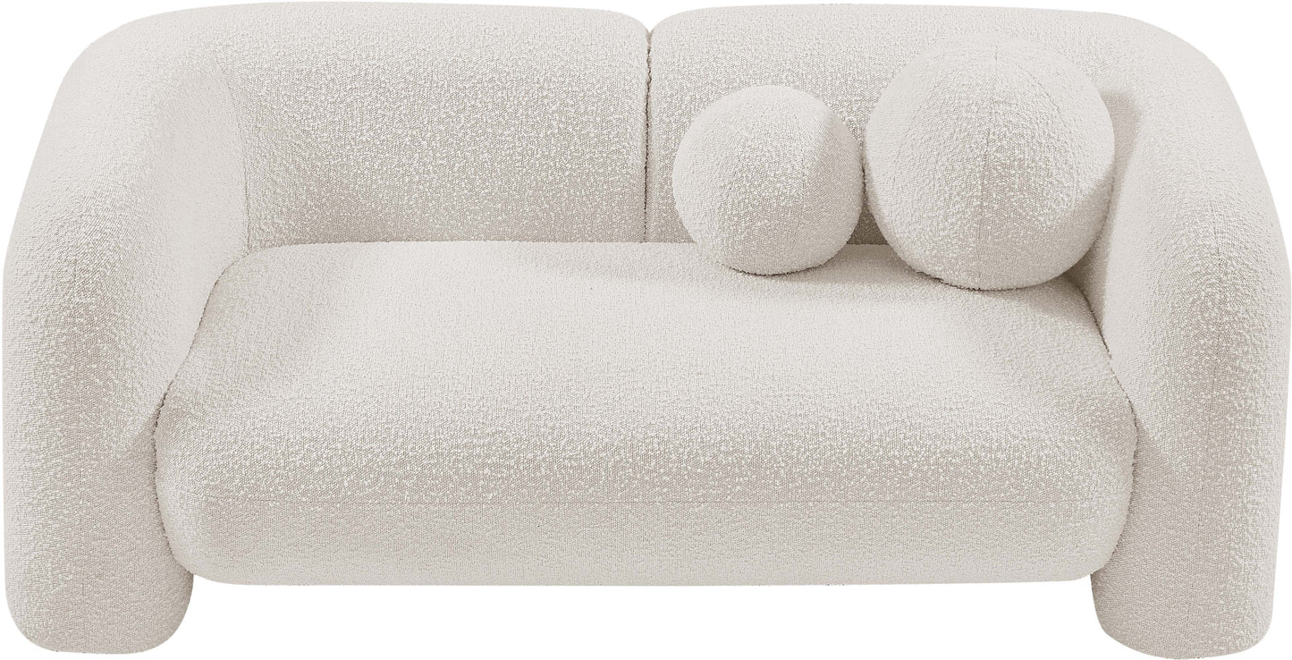 milo cream boucle fabric loveseat l