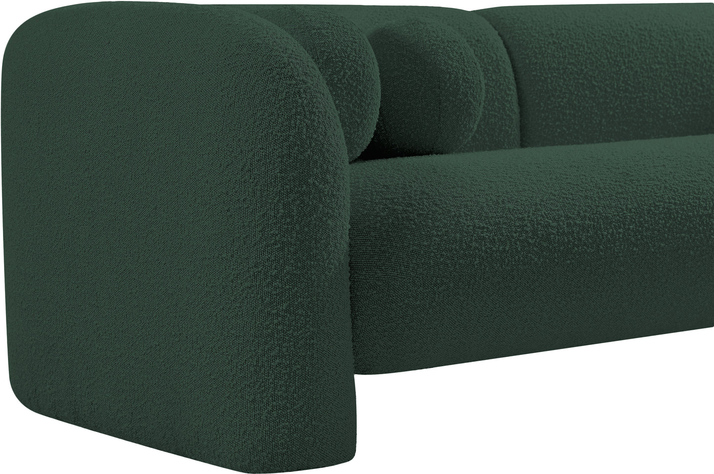 milo green boucle fabric loveseat l