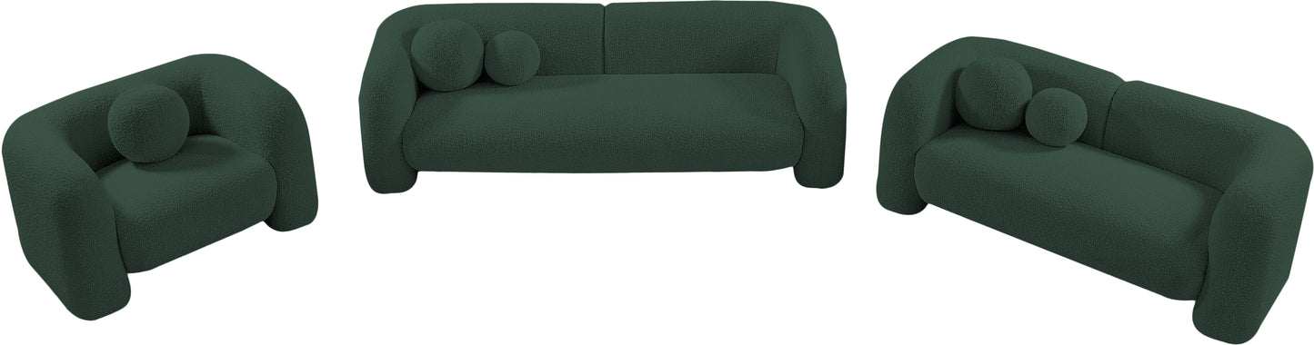 milo green boucle fabric loveseat l