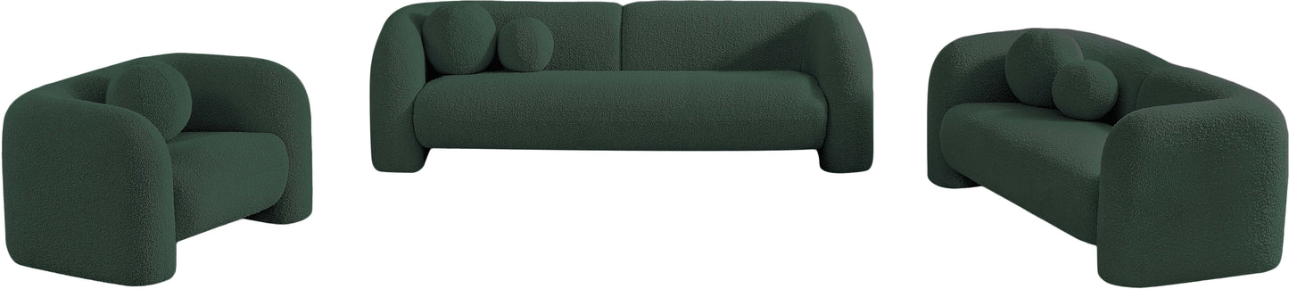 milo green boucle fabric loveseat l