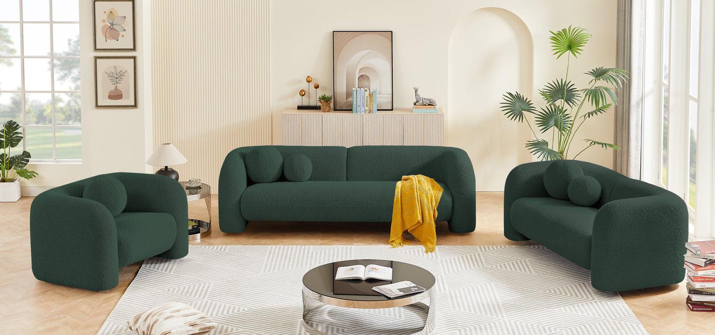 milo green boucle fabric loveseat l