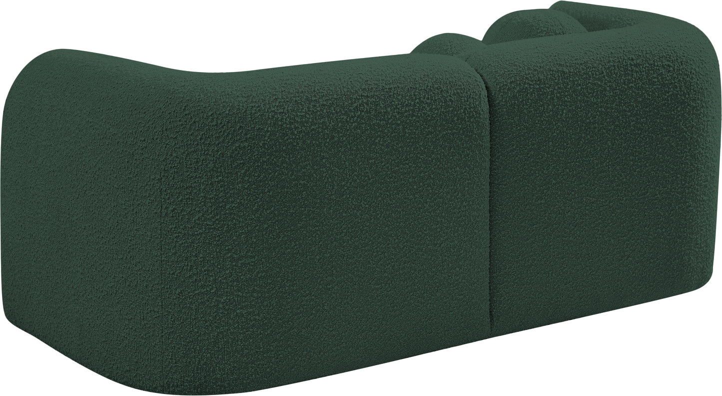 milo green boucle fabric loveseat l