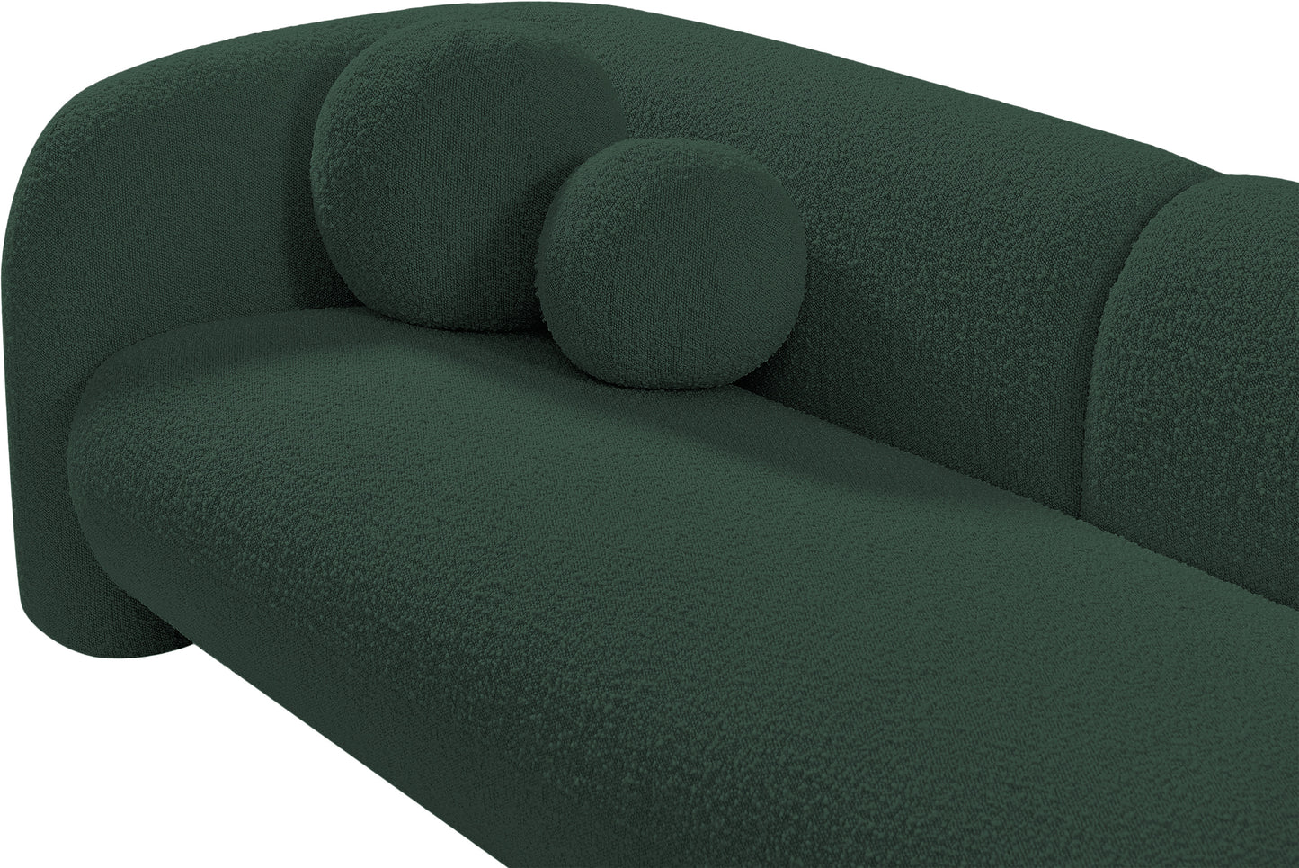 milo green boucle fabric loveseat l