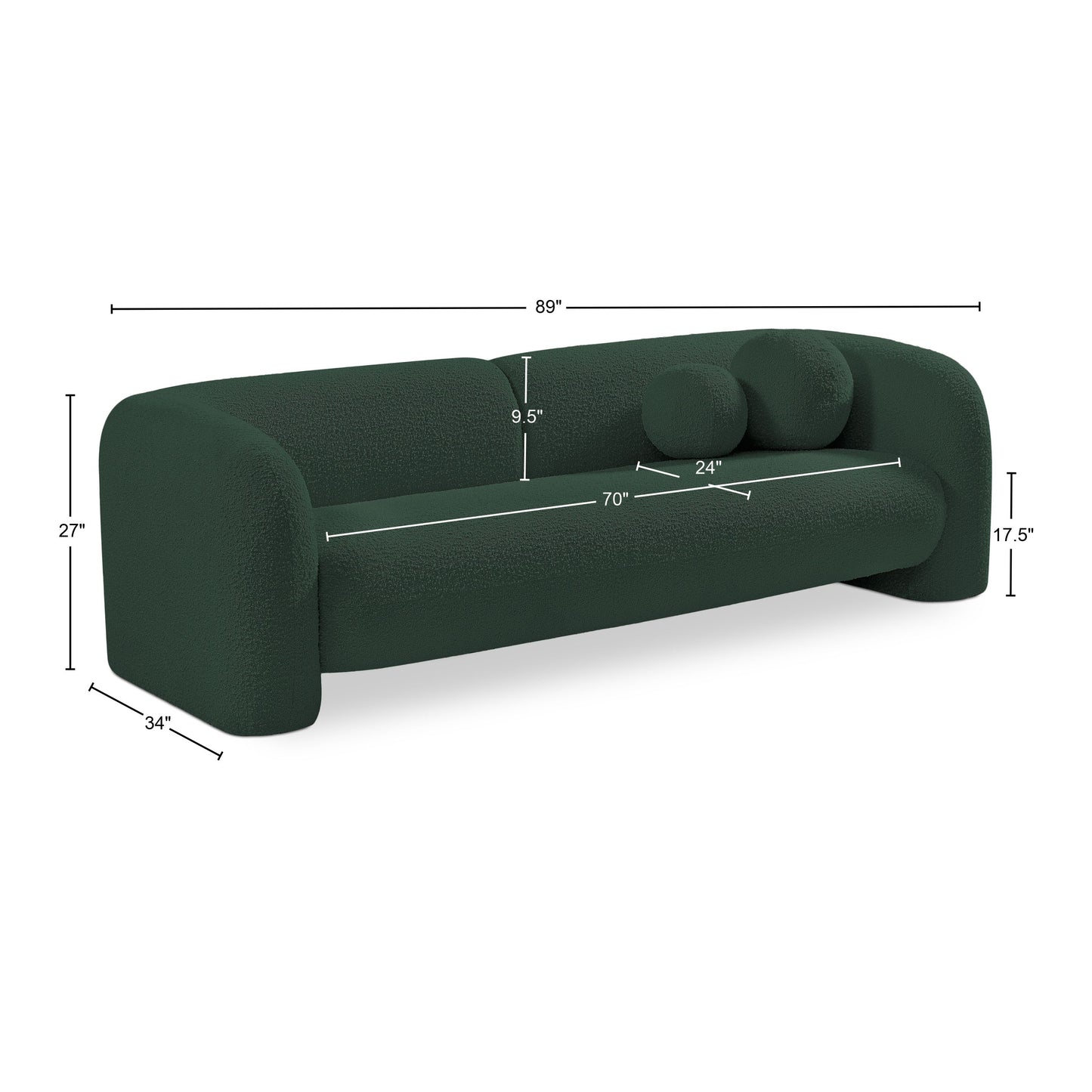 milo green boucle fabric sofa s