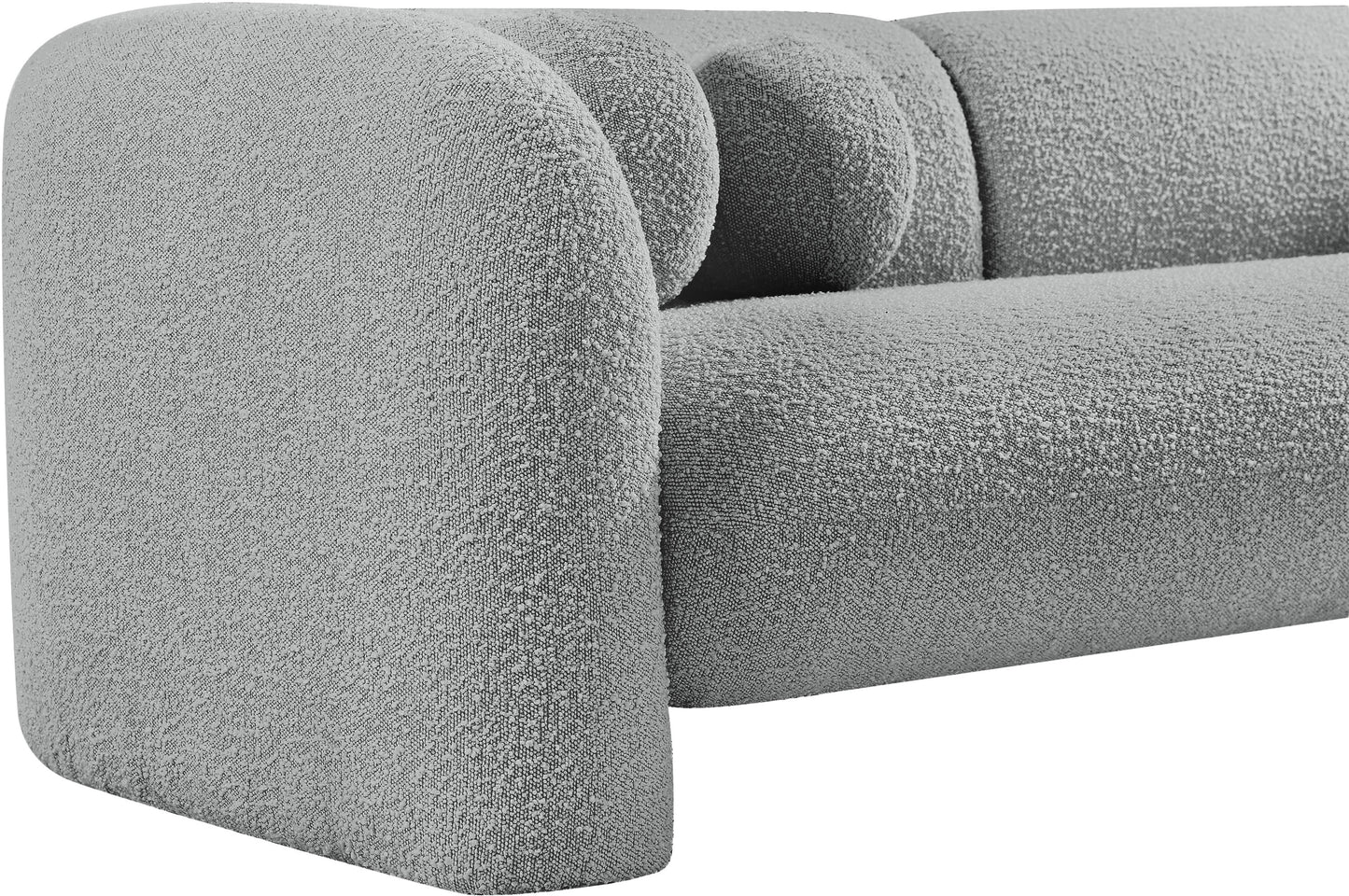 milo grey boucle fabric loveseat l