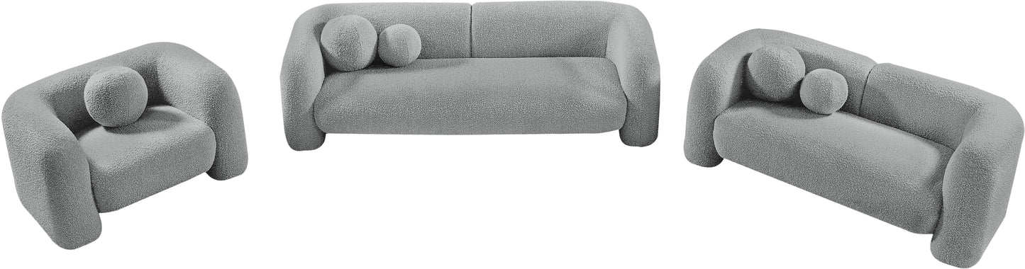 milo grey boucle fabric loveseat l