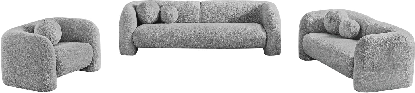 milo grey boucle fabric loveseat l