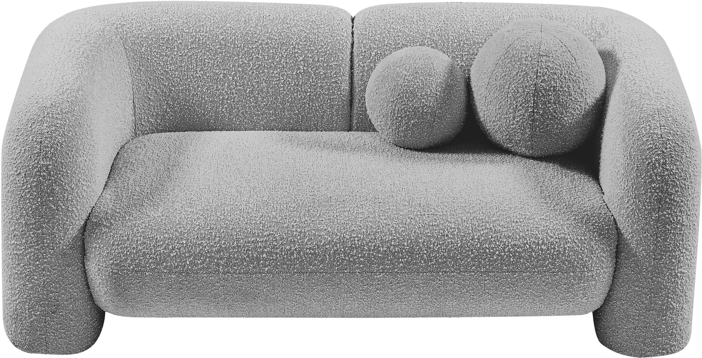 milo grey boucle fabric loveseat l