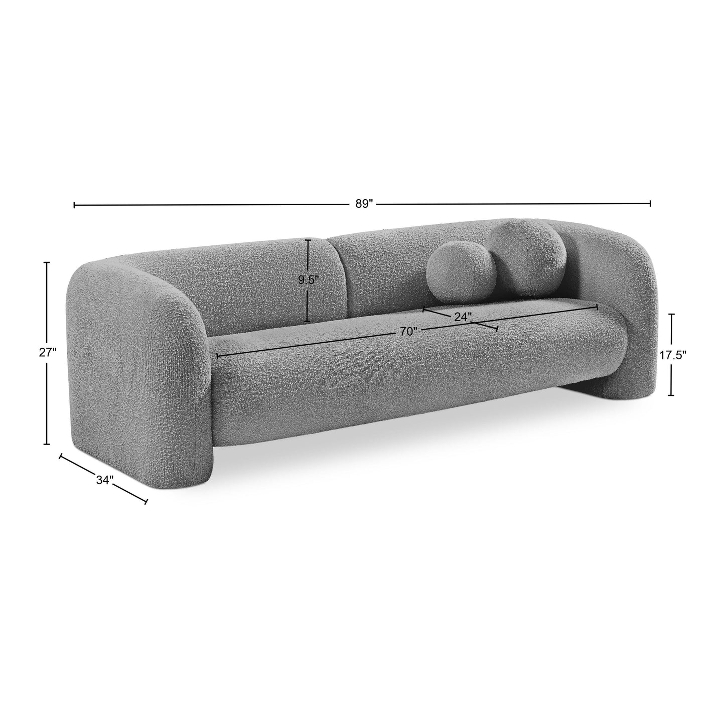 milo grey boucle fabric sofa s