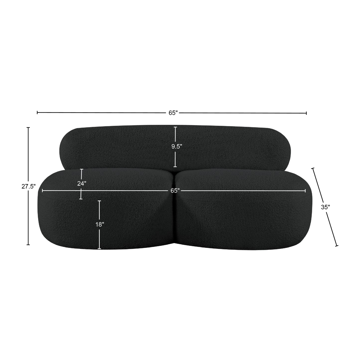 milan black boucle fabric loveseat l