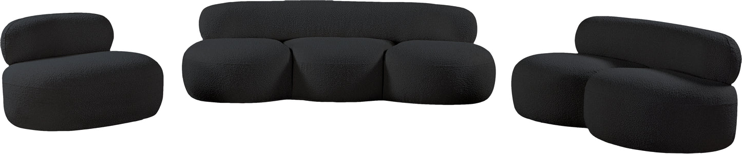 milan black boucle fabric loveseat l