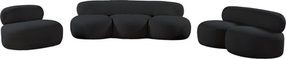 Milan Black Boucle Fabric Loveseat L