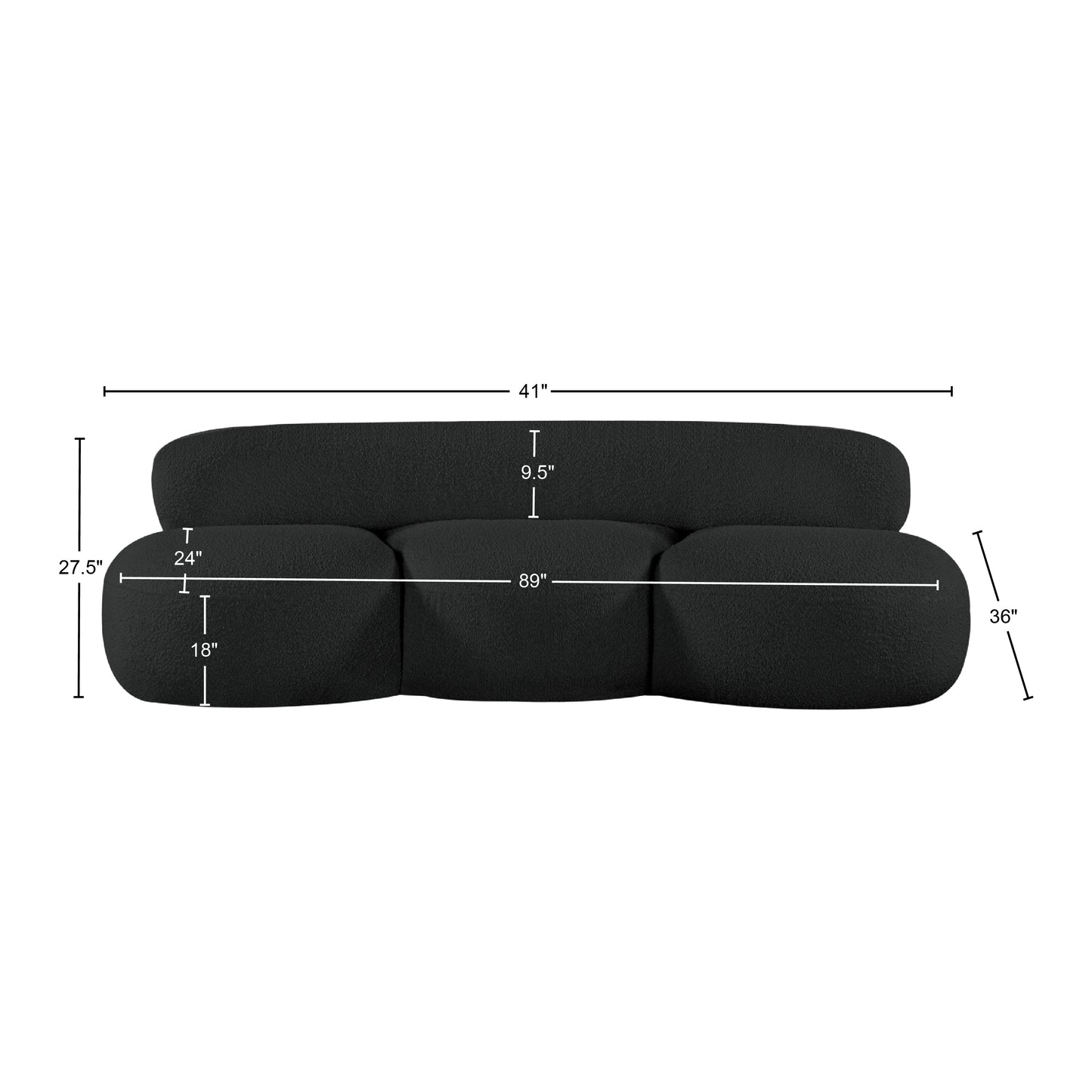 milan black boucle fabric sofa s