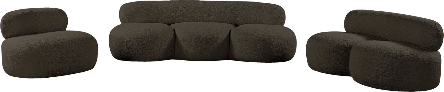 milan brown boucle fabric loveseat l